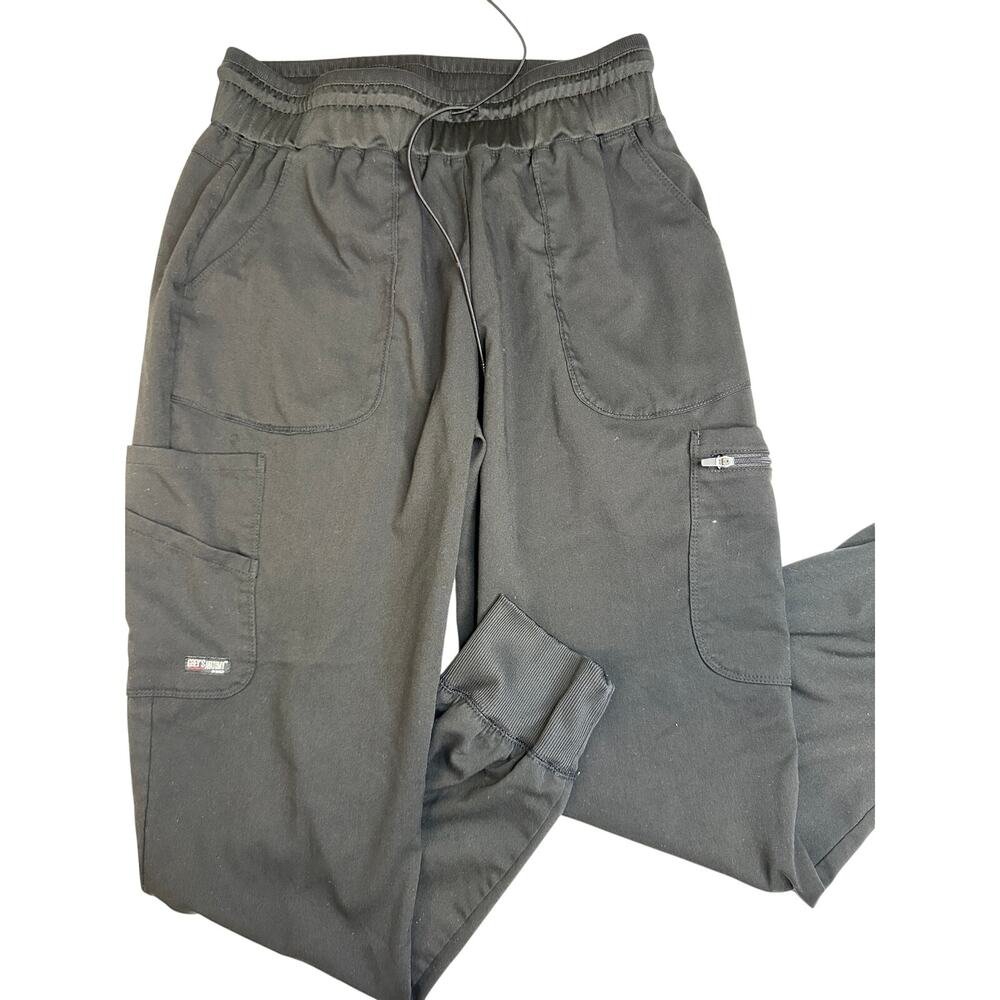 Greys Anatomy Spandex Stretch Scrub Jogger Pants Black Cargo Drawstring M